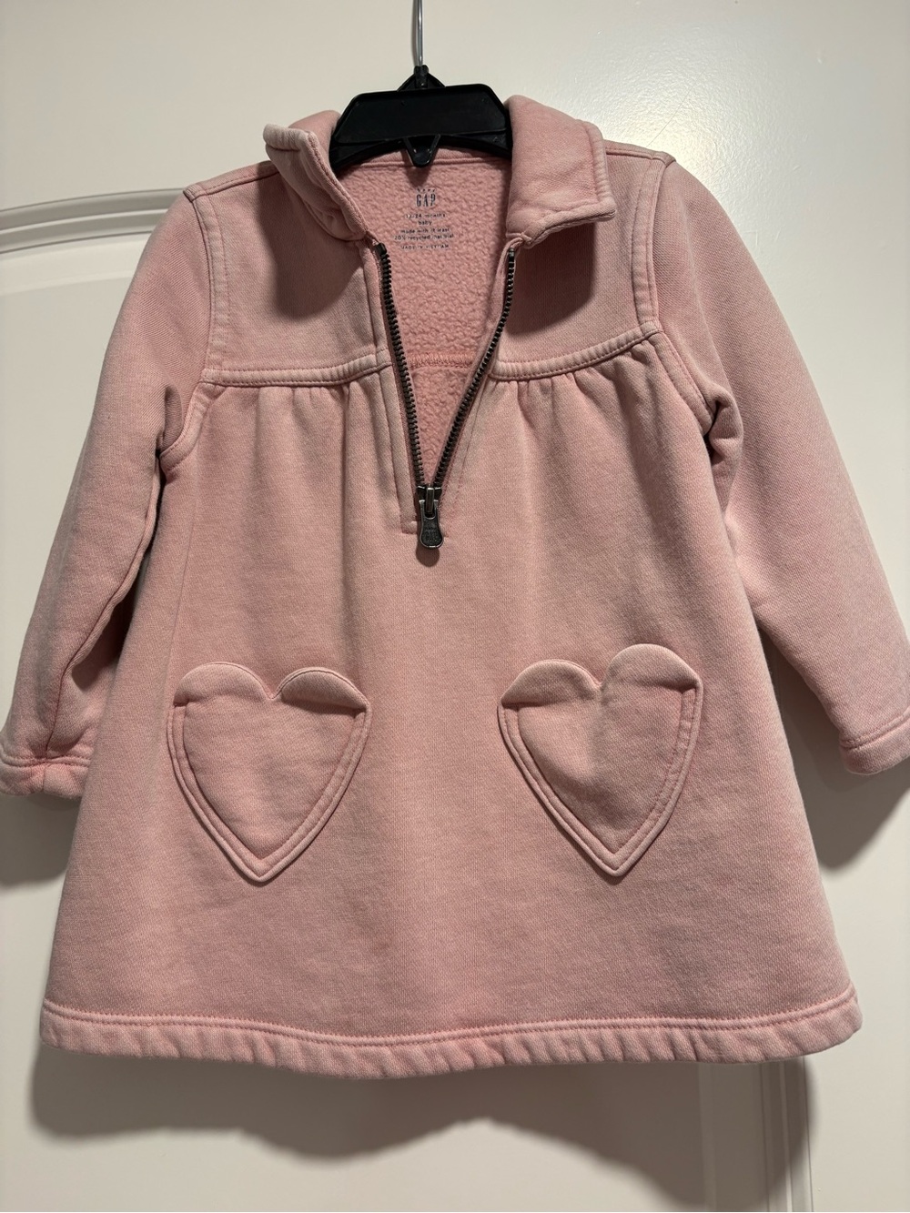 Girls toddler Pink Heart Pocket Pullover Dress